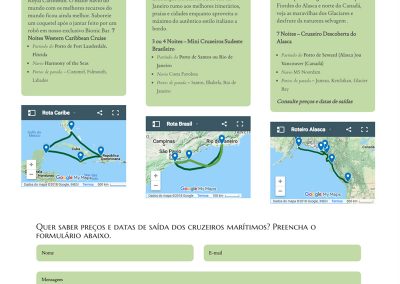 Website para a Céltica Viagens - detalhe da página de Roteiros Marítimos