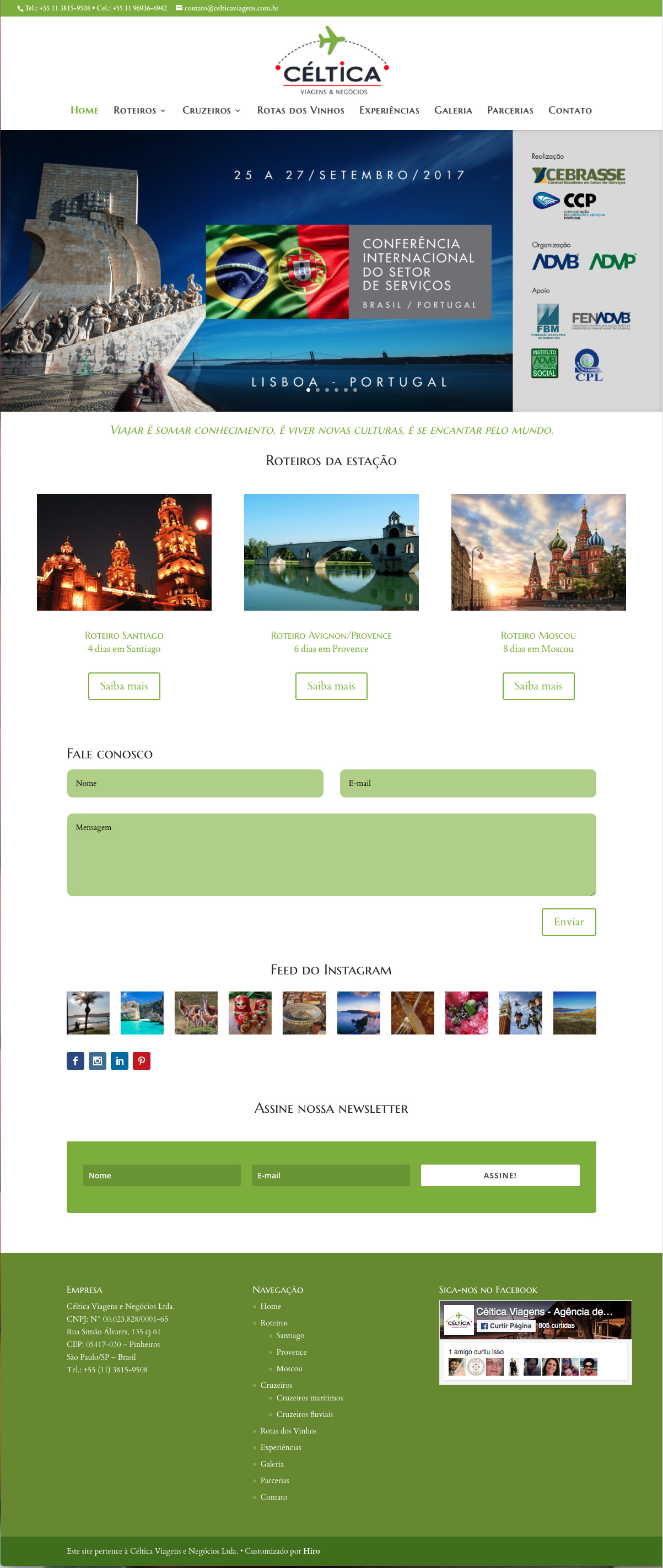 Website para Céltica Viagens e Negócios - empresa de turismo especializada em roteiros personalizados